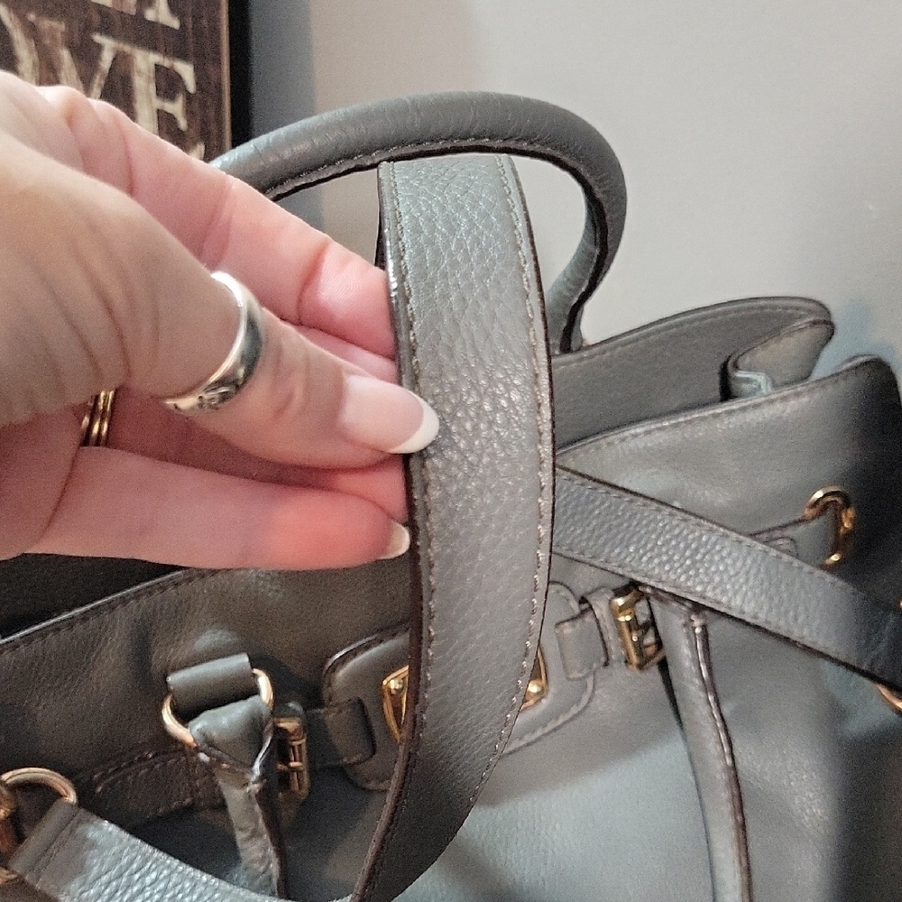 Michael Kors Gray Satchel with Gold Accents - Picture 11 of 13